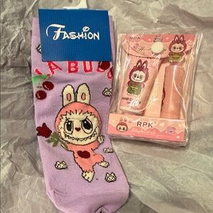 Purple Kids Socks with Cartoon Design